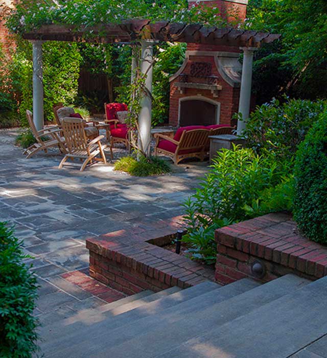 Rose Pergola with Brick and Bluestone