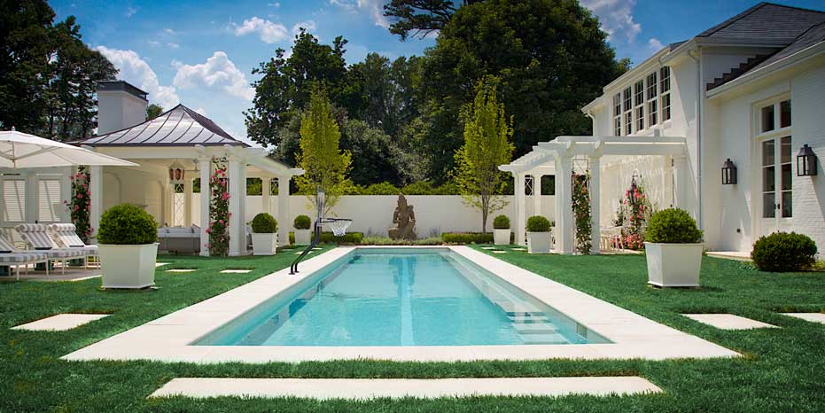 modern mid-century pool garden